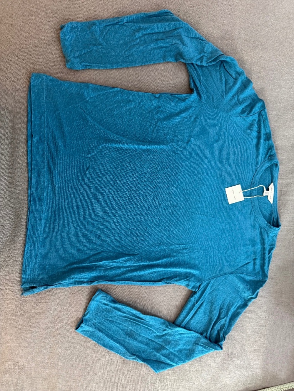 Club Monaco LS Linen Crew Solid Men’s Medium Teal 100% Linen NWT